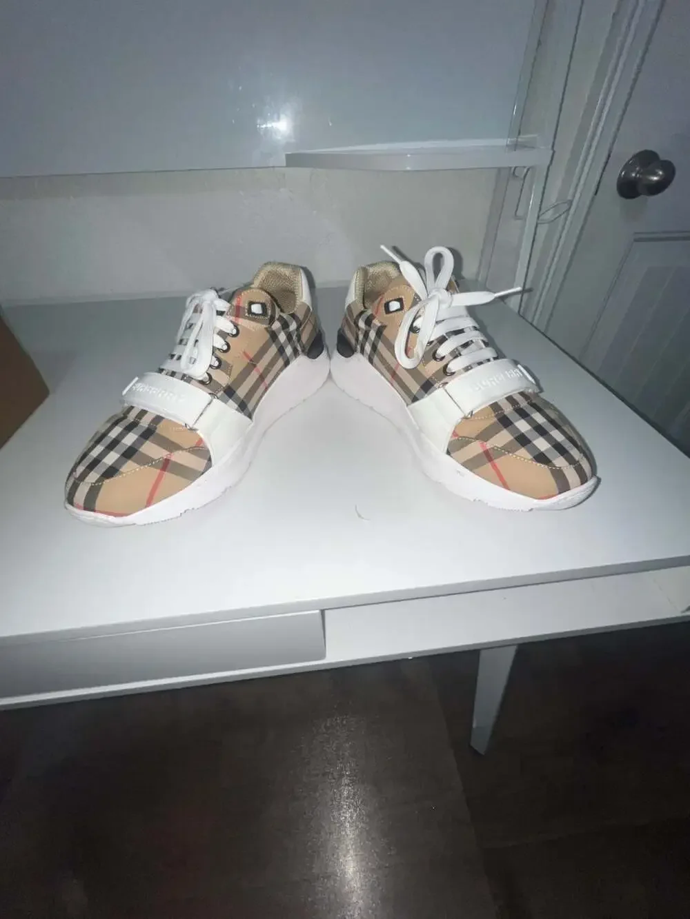 Burberry Regis Check Trainer Sneakers in Archive Beige